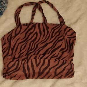 Zebra Print Brown Crop Top by ASTR